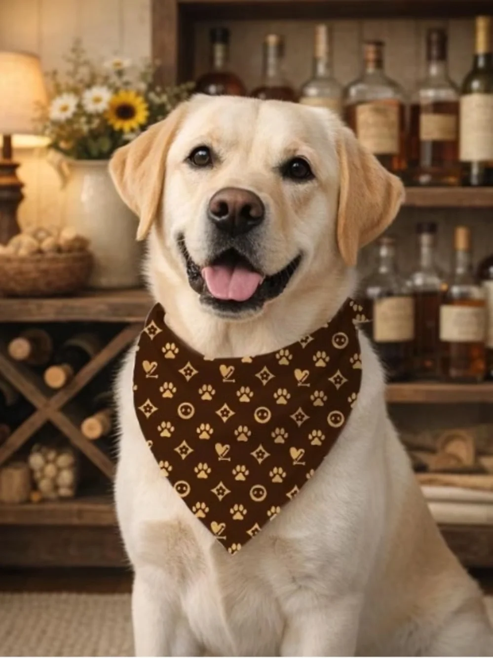 Brown & Tan Paw Print Pet Bandana